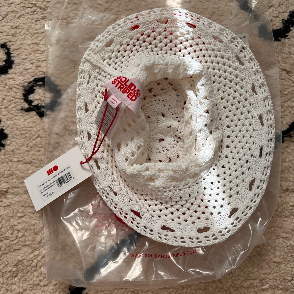 Solid & Striped White Crochet Hat